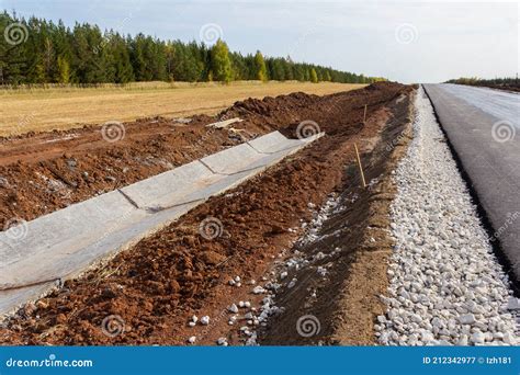 Construction of a New Road. Construction Stage. Road Pavement Layers ...