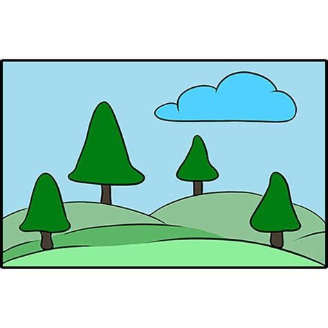 How to Draw a Landscape Step by Step - Drawing Tutorial For Kids