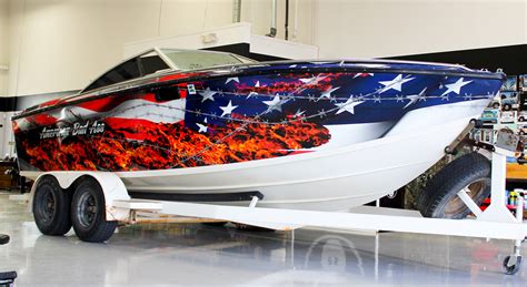 American Flag Vinyl Boat Wrap - Zilla Wraps