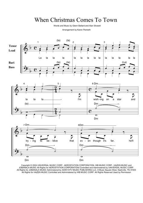 When Christmas Comes To Town (arr. Karen Penketh) by Alan Silvestri Sheet Music for 4-Part Choir ...