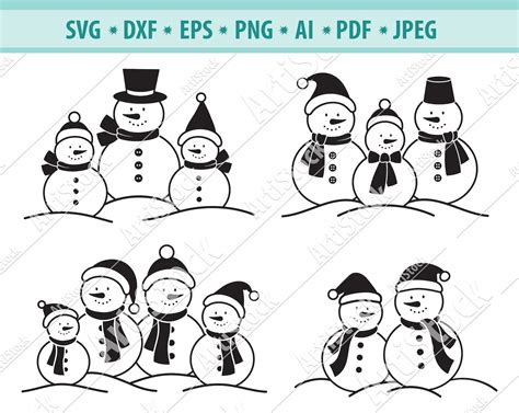 Snowman Family SVG Christmas Svg Merry Christmas Svg File - Etsy