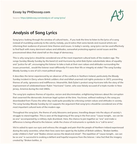 Analysis of Song Lyrics - PHDessay.com