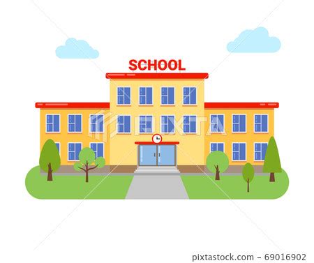 School university building vector elementary... - Stock Illustration ...