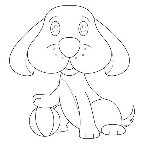 Cute dog holding a ball suitable for children's coloring page vector illustration 10945082 ...