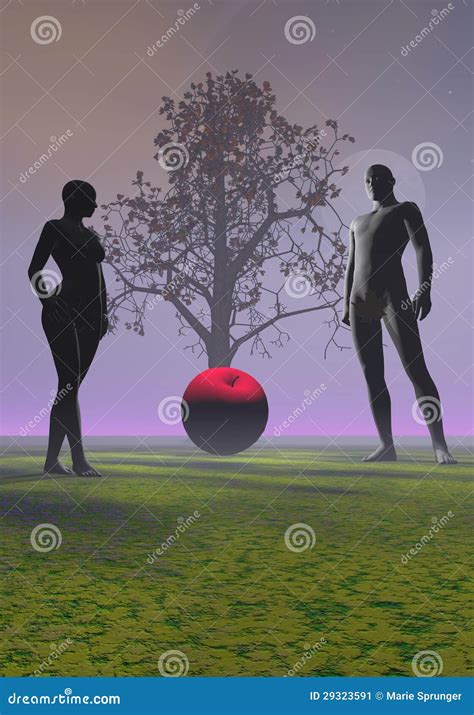 Adam and eve and apple stock illustration. Illustration of couple - 29323591