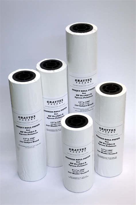 Inkjet Roll Paper in 8.5, 11, 13, and 17 inches