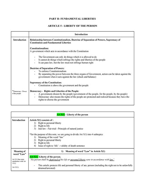 Article 5- (1),(2),(3) - Constitutional law - Studocu