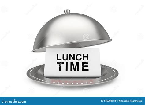 Paper with Lunch Time Sign in Restaurant Cloche. 3d Rendering Stock ...