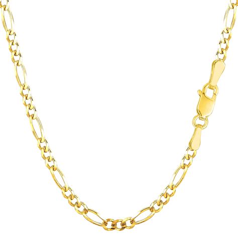 10k Yellow Solid Gold Figaro Chain Necklace, 3.0mm, 18" - Walmart.com