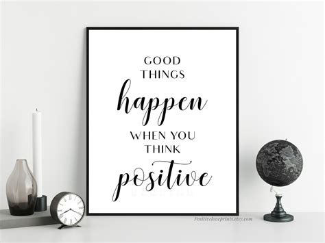 Positive Quote Print Think Positive Poster Inspirational | Etsy