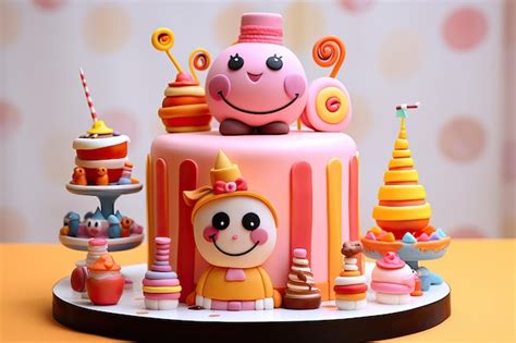 Premium AI Image | cartoon cute cartoon style cake generative ai
