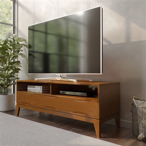 WyndenHall Pearson SOLID HARDWOOD 60 inch Wide Mid Century Modern TV ...