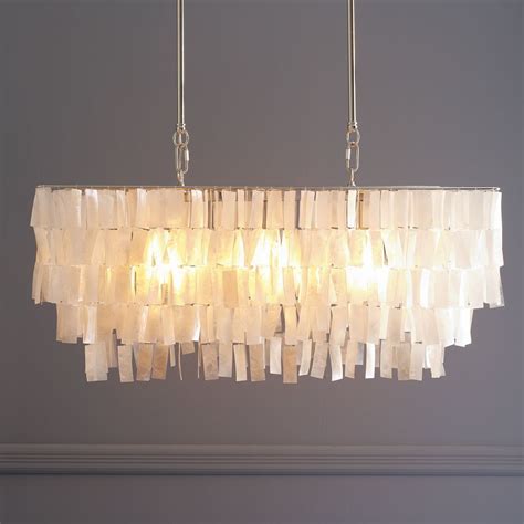 Capiz Rectangle Chandelier | Capiz chandelier, Rectangle chandelier, White chandelier