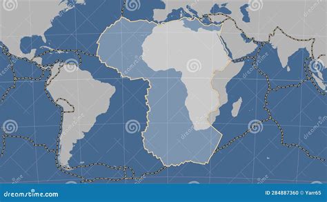 African Plate - Boundaries. Contour Map Stock Illustration ...