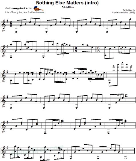 Metallica, NOTHING ELSE MATTERS: Guitar Tab - GuitarNick.com