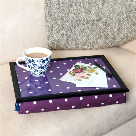 cushioned lap tray purple polka dot by blue badge co ...