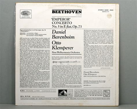 Beethoven Emperor Concerto Vintage Vinyl LP Record Album Daniel Barenboim, Otto Klemperer, New ...