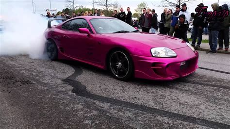 The Pink Toyota Supra Burnout - YouTube