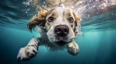 Premium AI Image | A dog swimming underwater