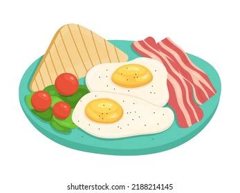 English Traditional Breakfast Scrambled Eggs Bacon Stock Vector ...