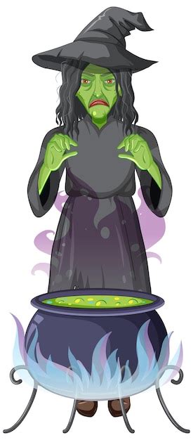 Free Vector | Green old witch character on white background