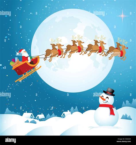 Santa flying across the Night Sky Stock Vector Image & Art - Alamy