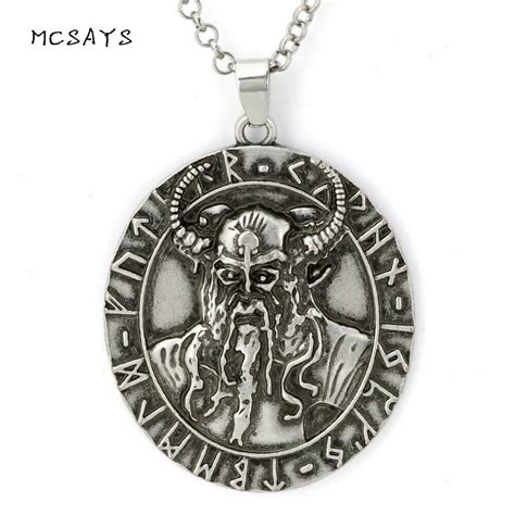 MCSAYS Norse Viking Jewelry Celtics Bull God Pattern Pendant Vintage Silver Viking Rune Amulet ...