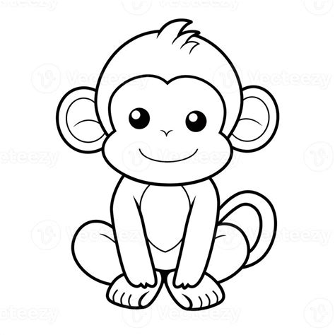 a black and white drawing of a monkey sitting on the ground. generative ai. 28497118 Stock Photo ...