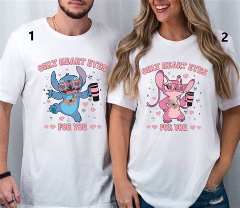 Stitch Angel Only Heart Eyes for You Couple Valentine Shirt, WDW ...