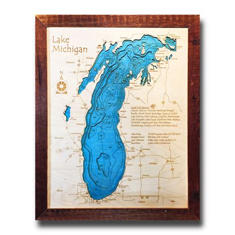 Grand lake, Michigan, Custom Wood Map, Lake House Decor, Lake Map, Wood ...