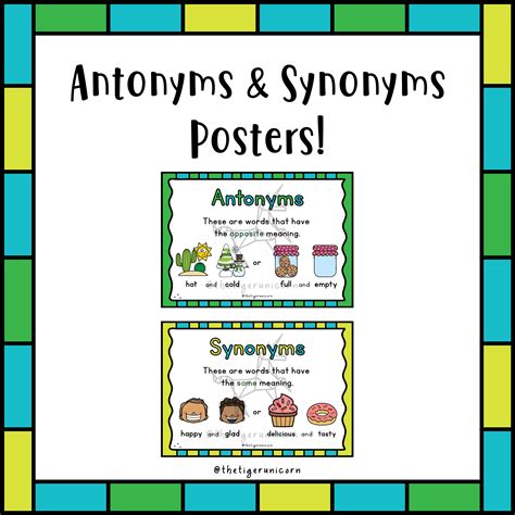 Antonyms & Synonyms Posters (with bonus activity!) • Teacha!