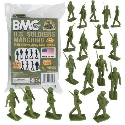 BMC Marx Plastic Army Men Marching US Soldiers - OD Green 27pc Figures ...