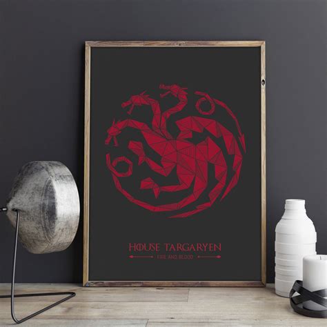 Game of Thrones Poster: House Targaryen Banner // Daenerys Targaryen, Drogon, Viserion, Rhaegal ...