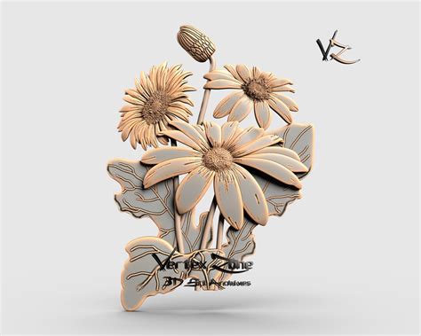 Flowers, 3D STL Model for Cnc Users, CNC Router Engraver, V-carve, Artcam, Vetric, CNC Files ...