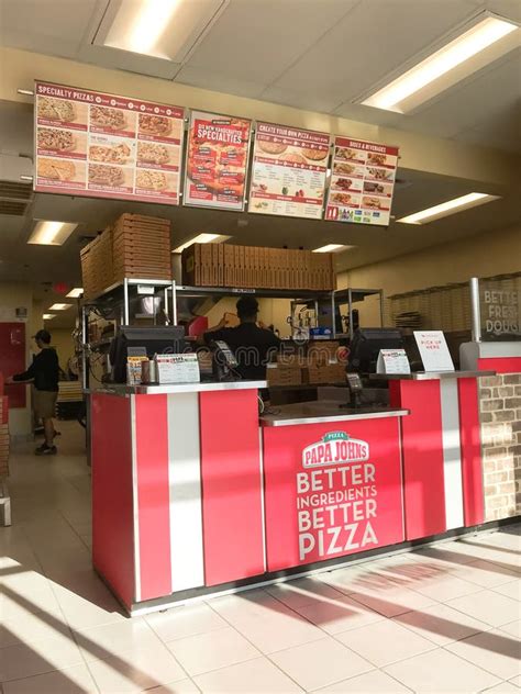 Inside a Papa John`s American Pizza Restaurant Chain in Texas, America ...