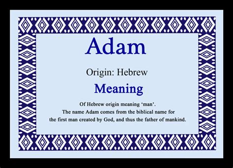 Adam Personalised Name Meaning Placemat - The Card Zoo