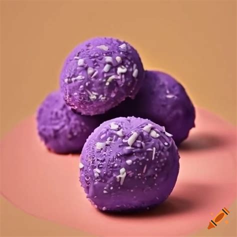 Ube cheese balls with coconut toppings on Craiyon