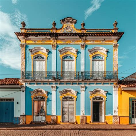 Colonial Architecture in Sao Luis Historic Center Blue and Yellow ...