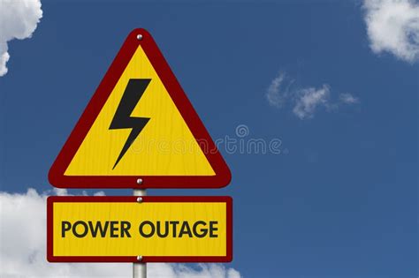 Power Outage Message on Warning Road Sign with Sky Stock Photo - Image ...