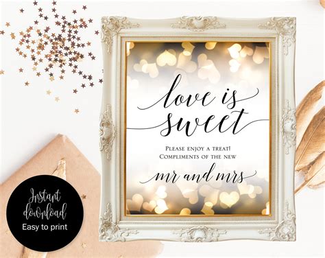 Wedding Love is Sweet Sign Love is Sweet Printable Gold | Etsy