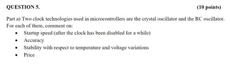 Solved Part a) Two clock technologies used in | Chegg.com