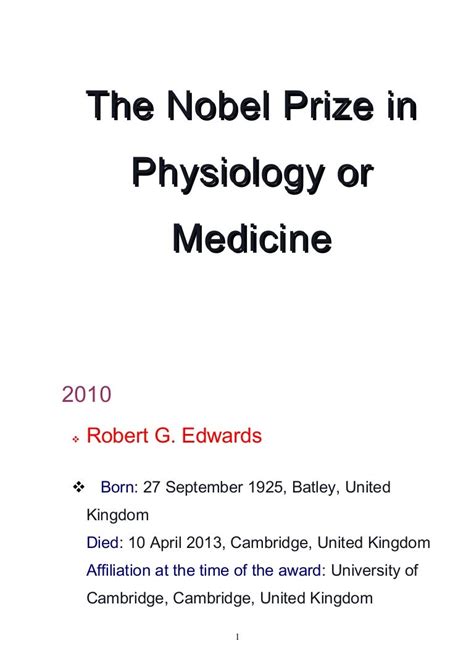 The nobel prize in physiology or medicine 2010 2014