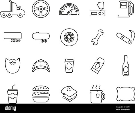 Truck Driver Icons Black & White Thin Line Set Big Stock Vector Image & Art - Alamy