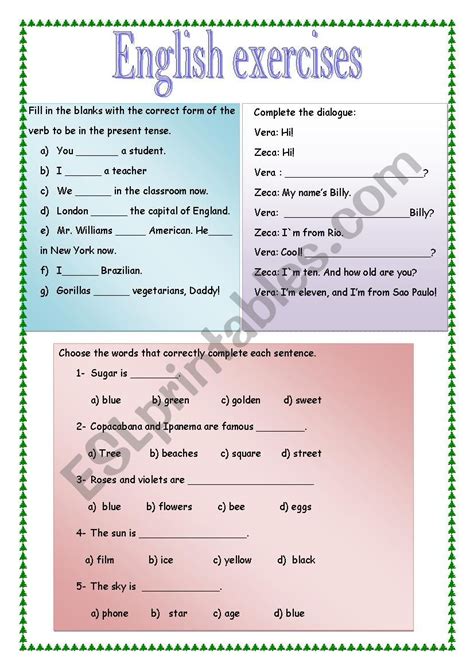 English Exercises For Beginners Eage Tutor - Riset