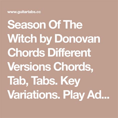 Donovan - Season Of The Witch Chords & Tabs