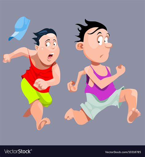 Cartoon people quickly run in fright Royalty Free Vector