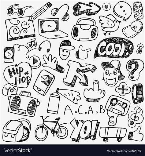 Music rap graffiti doodles Royalty Free Vector Image