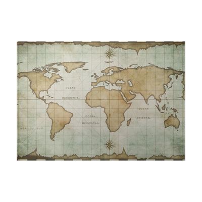 Poster aged old world map - PIXERS.US