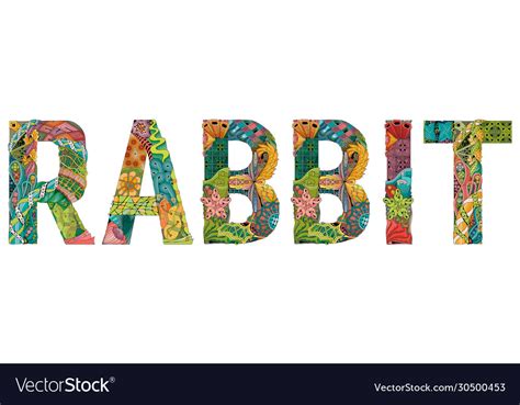 Word rabbit entangle object Royalty Free Vector Image