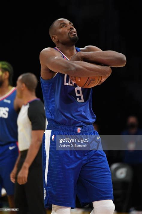 Serge Ibaka of the LA Clippers looks on during a preseason game... News ...